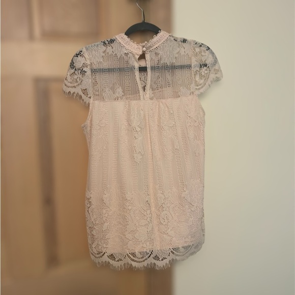 Ultra Pink White Embellished Lace Blouse - Picture 1 of 2